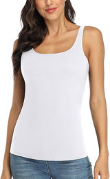 Charmo Wide Straps Tank Tops  Cotton Undershirts with Shelf Bra