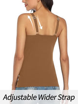 Charmo Wide Straps Tank Tops  Cotton Undershirts with Shelf Bra