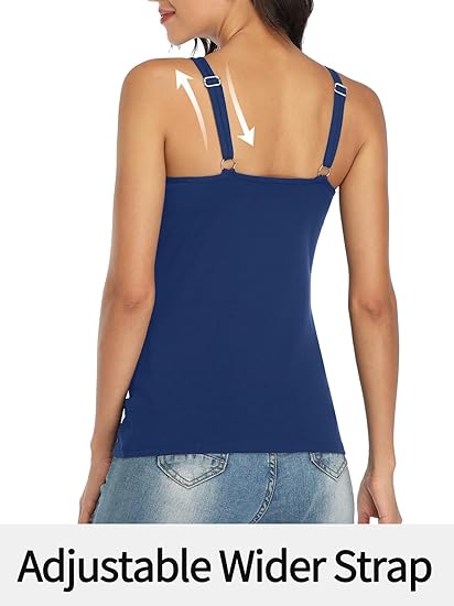 Charmo Wide Straps Tank Tops  Cotton Undershirts with Shelf Bra