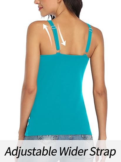 Charmo Wide Straps Tank Tops  Cotton Undershirts with Shelf Bra