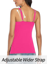 Charmo Wide Straps Tank Tops  Cotton Undershirts with Shelf Bra