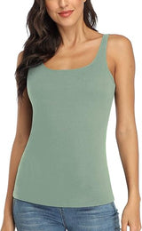 Charmo Wide Straps Tank Tops  Cotton Undershirts with Shelf Bra