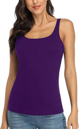 Charmo Wide Straps Tank Tops  Cotton Undershirts with Shelf Bra