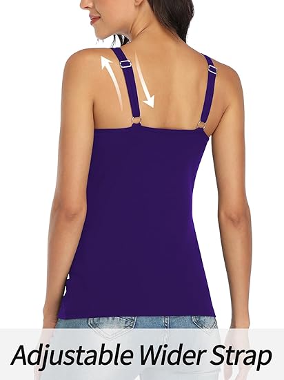 Charmo Wide Straps Tank Tops  Cotton Undershirts with Shelf Bra