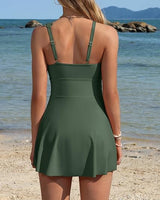 One Shoulder One Piece Swimsuit Women Tummy Control Bathing Suit with Skirt