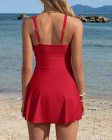 One Shoulder One Piece Swimsuit Women Tummy Control Bathing Suit with Skirt