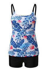 Leaves Spegatti Strap Tummy Control High Waist Tankini Swimsuits