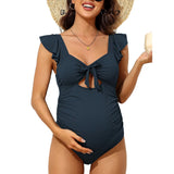 Sociala Square Neck Maternity Bathing Suit Cutout Modest One Piece Pregnancy Swimsuit