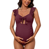 Sociala Square Neck Maternity Bathing Suit Cutout Modest One Piece Pregnancy Swimsuit