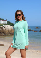 Asoul Women's Hooded UPF 50+ Rash Guard Long Sleeve UV Protection Zipper Swim Shirts Quick Dry Hiking Runing Shirts with Pockets