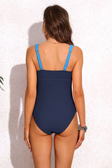 Cut Out Ruched U Neck Scalloped Pregnancy One Piece Swimsuit