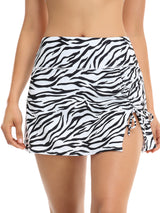 Charmo Womens High Waisted Split Swim Skirt Ruched Drawstring Skirted Swim Bottoms with Built-in Brief