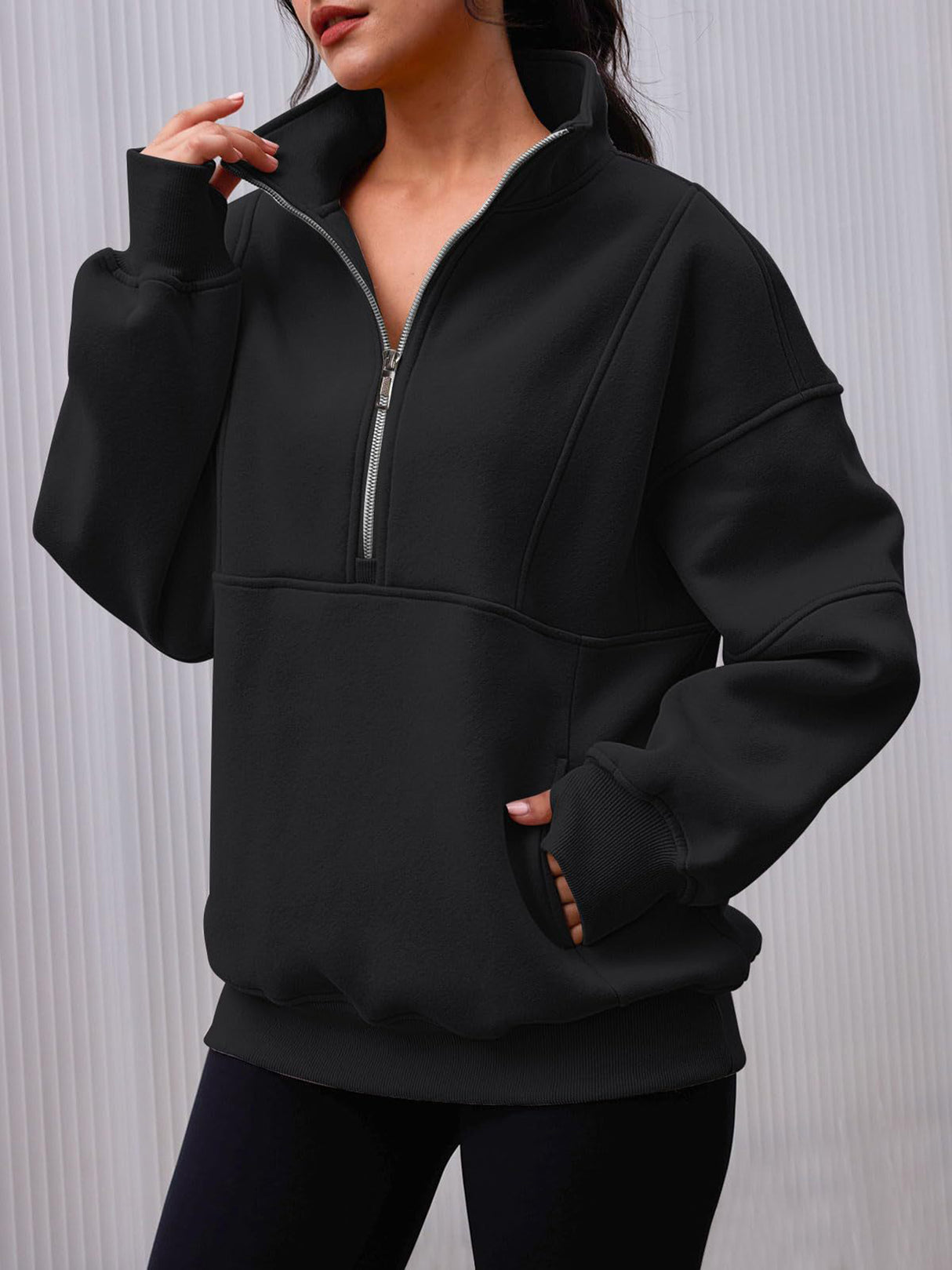 Charmo Women's Half Zip Oversized Sweatshirts Fleece Quarter Zipper Pullover Hoodies 2025 Mock Neck Fall Workout Jacket