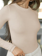 Charmo Women's Mock Turtle Neck Slim Fit Half Elbow Short 3/4 Short Long Sleeve T Shirts Tight Tops Tee
