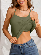 Charmo Womens 3-packs Cotton Scoop Neck Tank Tops Adjustable Spaghetti Strap Undershirts with Shelf Bra