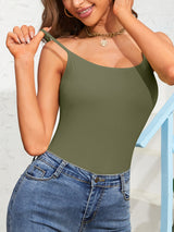 Charmo Womens 3-packs Cotton Scoop Neck Tank Tops Adjustable Spaghetti Strap Undershirts with Shelf Bra