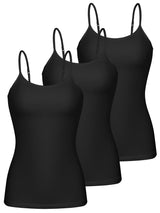 Charmo Womens 3-packs Cotton Scoop Neck Tank Tops Adjustable Spaghetti Strap Undershirts with Shelf Bra
