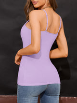 Charmo Womens 3-packs Cotton Scoop Neck Tank Tops Adjustable Spaghetti Strap Undershirts with Shelf Bra