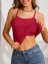 Charmo Womens 3-packs Cotton Scoop Neck Tank Tops Adjustable Spaghetti Strap Undershirts with Shelf Bra