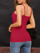 Charmo Womens 3-packs Cotton Scoop Neck Tank Tops Adjustable Spaghetti Strap Undershirts with Shelf Bra