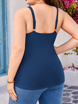 Charmo Women Plus Size Tank Tops with Built-in Padded Bra Adjustable Strap V-Neck Camisole Cotton Cami Shirts 1X-4X