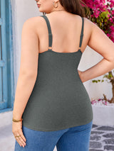 Charmo Women Plus Size Tank Tops with Built-in Padded Bra Adjustable Strap V-Neck Camisole Cotton Cami Shirts 1X-4X