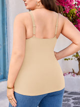 Charmo Women Plus Size Tank Tops with Built-in Padded Bra Adjustable Strap V-Neck Camisole Cotton Cami Shirts 1X-4X