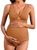 Sociala Maternity Swimsuit Twist Cutout Front Two Piece Bathing Suit Swimwear High Waist Pregnancy Bikini Sets