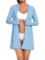 Asoul Women's Hooded UPF 50+ Rash Guard Long Sleeve UV Protection Zipper Swim Shirts Quick Dry Hiking Runing Shirts with Pockets