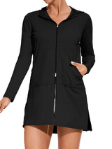 Asoul Women's Hooded UPF 50+ Rash Guard Long Sleeve UV Protection Zipper Swim Shirts Quick Dry Hiking Runing Shirts with Pockets