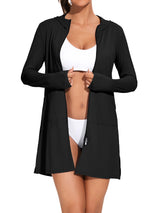 Asoul Women's Hooded UPF 50+ Rash Guard Long Sleeve UV Protection Zipper Swim Shirts Quick Dry Hiking Runing Shirts with Pockets