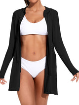 Asoul Women's Hooded UPF 50+ Rash Guard Long Sleeve UV Protection Zipper Swim Shirts Quick Dry Hiking Runing Shirts with Pockets