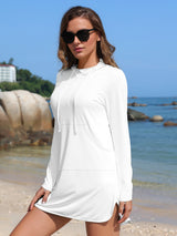 Asoul Women's Hooded UPF 50+ Rash Guard Long Sleeve UV Protection Zipper Swim Shirts Quick Dry Hiking Runing Shirts with Pockets