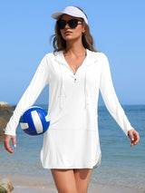 Asoul Women's Hooded UPF 50+ Rash Guard Long Sleeve UV Protection Zipper Swim Shirts Quick Dry Hiking Runing Shirts with Pockets