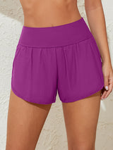 Charmo High Waisted Sport Swim Shorts for Womens Side Slits Boardshorts with Pockets UPF 50+