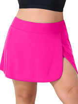 Sociala Plus Size Swim Skirt with Shorts for Womens High Waisted Side Split Swim Shorts with Pockets