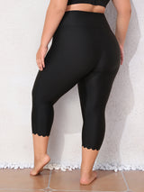 Charmo Plus Size Swim Bottoms for Womens High Waisted Swim Capris Long Swim Shorts