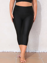 Charmo Plus Size Swim Bottoms for Womens High Waisted Swim Capris Long Swim Shorts