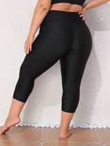 Charmo Plus Size Swim Bottoms for Womens High Waisted Swim Capris Long Swim Shorts