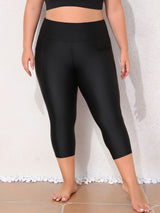 Charmo Plus Size Swim Bottoms for Womens High Waisted Swim Capris Long Swim Shorts