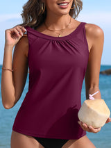 Asoul Mesh High Neck Tankini Tops for Womens Flowy Swimsuit Tops Only Slim Fit Swim Tank Tops(No Bottoms)