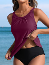 Asoul Mesh High Neck Tankini Tops for Womens Flowy Swimsuit Tops Only Slim Fit Swim Tank Tops(No Bottoms)