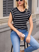 Charmo Womens Short Sleeve Sweater Tops Knit Cap Sleeve Sweater Tanks