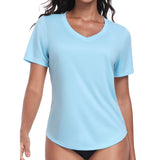 Charmo Womens Shorts Sleeve Swim Shirts UPF 50+ Sun Protection Rashiguard Hiking Runing Shirt Tops