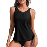 Asoul Mesh High Neck Tankini Tops for Womens Flowy Swimsuit Tops Only Slim Fit Swim Tank Tops(No Bottoms)