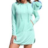 Asoul Women's Hooded UPF 50+ Rash Guard Long Sleeve UV Protection Zipper Swim Shirts Quick Dry Hiking Runing Shirts with Pockets