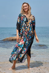 Abstract Print Elegant Ruffle Beachwear