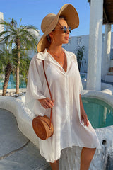 White Elegant See-Through Button Thru Beachwear