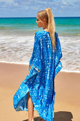 Blue Tie Dye On-trend Side Slit Beachwear