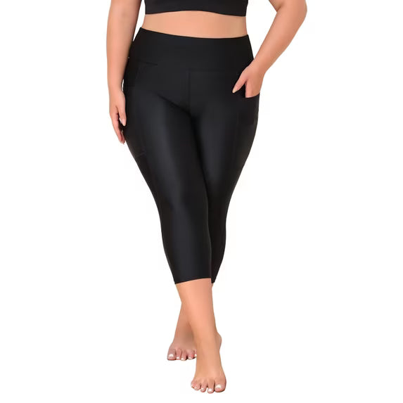 Sociala Womens Plus Size High Waisted Swim Pants Sporty Swimming Leggings UPF 50+ Swimsuit Bottoms